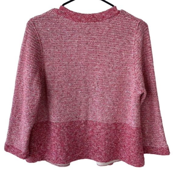 STEFAN GREEN RED WHITE & PINK TEXTURED KNIT OPEN FRONT CARDIGAN SIZE 3 (LARGE) - Picture 8 of 13